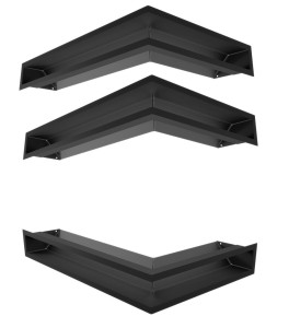 Zestaw 3 szt. kratek kominkowych typu luft narożny 600x400x90 - kolor czarny - 2 szt. GÓRA I 1 szt. DÓŁ