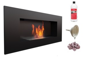 biokominek DELTA 2 czarny 400x900 z certyfikatem TÜV + czerwone kamyki