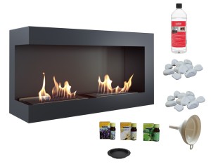 biokominek narożny DELTA  lewa 900x280 czarny z certyfikatem TÜV  + aromaterapia 3 olejki