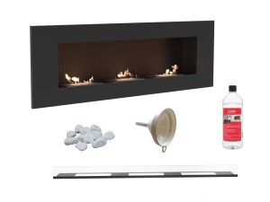 biokominek DELTA 3 czarny 1200x400 z 3 biowkładkami z certyfikatem TÜV + szyba