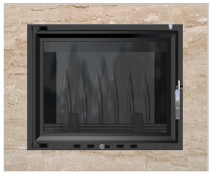 Kominek - zestaw: wkład kominkowy EKO 8 kw + rama marmurowa Akwen beżowa 