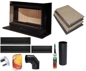 Kominek zestaw: wkład kominkowy EKO 3 szyby lewy/prawy BS 11 kW z obudową Lara + akcesoria