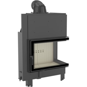Wkład kominkowy powietrzny stalowy MBO 15 prawy BS z szybą giętą + dolot, moc 6-19 kw 