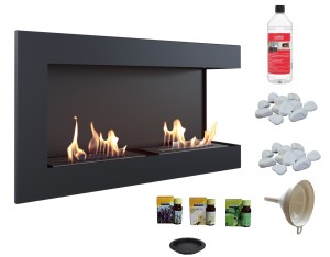 biokominek narożny DELTA  prawa 900x280 czarny z certyfikatem TÜV  + aromaterapia 3 olejki