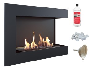 biokominek narożny DELTA  prawa 700x280 czarny z certyfikatem TÜV