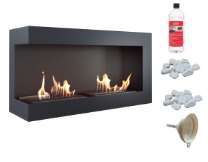 biokominek narożny DELTA  lewa 900x280 czarny z certyfikatem TÜV