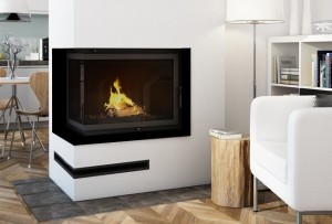 Kominek zestaw: wkład EKO z boczną szybą lewą lub prawą BS 8kw z ramą Sigma