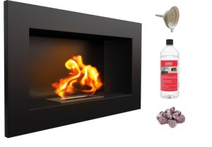 biokominek GOLF czarny z certyfikatem TÜV + czerwone kamyki