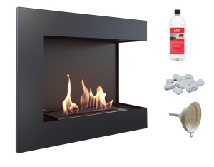 biokominek narożny DELTA  prawa 600x280 czarny z certyfikatem TÜV