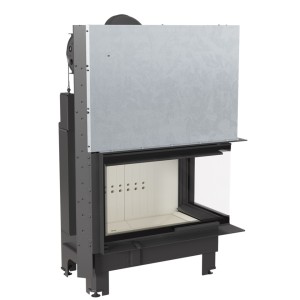 Wkład kominkowy powietrzny stalowy MBO 15 gilotyna prawy BS z szybą giętą + dolot, moc 6-19 kw 