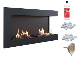 biokominek narożny DELTA  prawa 900x280 czarny z certyfikatem TÜV