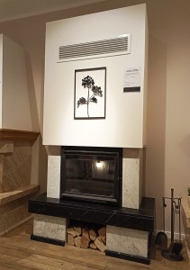 Kominek klasyczny / nowoczesny z marmuru czarno-biały prosty lub narożny z wkładem EKO 10kw i montażem Kraków