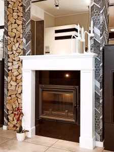 Kominek stylowy angielski  drewniany z wkładem EKO 10kw i montażem Kraków