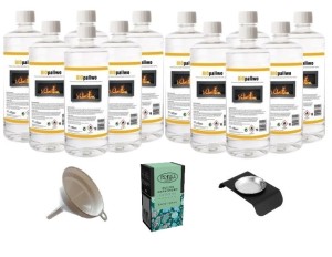 ZESTAW BIOPALIWO 12szt + pojemnik do aromaterapii + olejek eukaliptus  + lejek