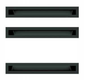 Zestaw 3szt: kratka kominkowa luft 45S 60x400 mm (front bez łączeń) - kolor czarny - 2szt góra i 1 szt dół SF