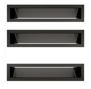 Zestaw 3szt: kratka kominkowa luft 45S 90x400 mm (front bez łączeń) - kolor czarny - 2szt góra i 1 szt dół SF