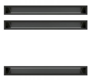 Zestaw 3szt: kratka kominkowa luft 45S 90x800 mm (front bez łączeń) - kolor czarny - 2szt góra i 1 szt dół SF