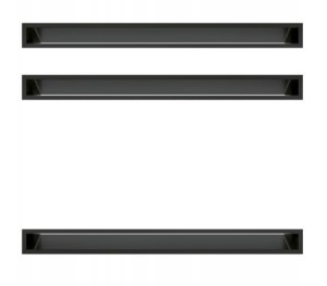 Zestaw 3szt: kratka kominkowa luft 45S 90x1000 mm (front bez łączeń) - kolor czarny - 2szt góra i 1 szt dół SF