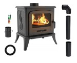 Zestaw 4: Piec wolnostojący Koza K7 z wylotem spalin fi 130, moc 5 kW + akcesoria  