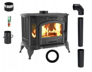 Zestaw 3: Piec wolnostojący Koza K9 z wylotem spalin fi 150, moc 10kW + akcesoria