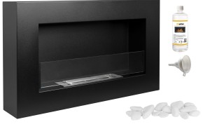 Biokominek wiszący 650x400 Box czarny strukturalny mat z szybą 