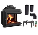 Zestaw 18: Wkład kominkowy powietrzny żeliwny z szybrem Simple M/S 8 prawy BS, wylot fi 200, moc 8 kw + akcesoria 