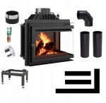 Zestaw 9: Wkład kominkowy powietrzny żeliwny z szybrem Simple M/S 8 prawy BS, wylot fi 200, moc 8 kw + akcesoria 