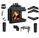 Zestaw 16: Wkład kominkowy powietrzny żeliwny z szybrem Simple M/S 8 prawy BS, wylot fi 200, moc 8 kw + akcesoria