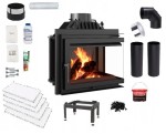 Zestaw 10: Wkład kominkowy powietrzny żeliwny z szybrem Simple M/S 8 prawy BS, wylot fi 200, moc 8 kw + akcesoria 