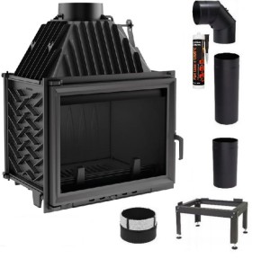 Zestaw 4: Wkład kominkowy powietrzny żeliwny z szybrem Zuzia, wylot fi 200,  moc 15kw 