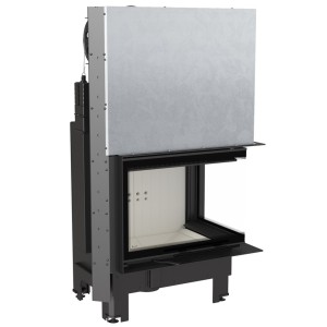 Wkład kominkowy powietrzny stalowy MBZ 13 gilotyna prawy BS z szybą giętą + dolot, moc 6-16 kw 