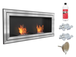 Biokominek Juliet 1500x650 z dwoma biowkładkami z certyfikatem TÜV