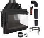 Zestaw 1: Wkład kominkowy powietrzny żeliwny z szybrem Simple Z/S prawy BS, wylot fi 200, moc 15kw + akcesoria