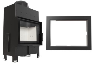 Zestaw 1: kład kominkowy powietrzny stalowy Floki S z termotec + dolot, wylot fi 160, moc 8 kW  + ramka stalowa