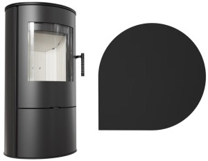 Zestaw 4: Piec wolnostojący Koza Rollo z termotec  z wylotem spalin fi 150 + dolot, moc 7kW + podstawa stalowa łza