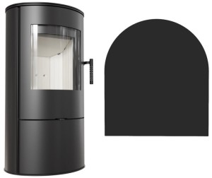 Zestaw 5: Piec wolnostojący Koza Rollo z termotec  z wylotem spalin fi 150 + dolot, moc 7kW + podstawa stalowa 5 PÓŁOKRAGŁA 80x90cm