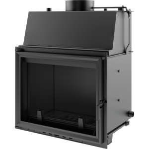 Wkład kominkowy z płaszczem wodnym z szybrem Amelia z wężownicą, wylot fi220, moc 15kw
