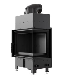 wkład kominkowy powietrzny stalowy Floki S BLACK prawy BS z termotec + dolot, wylot fi 160, moc 8 kW