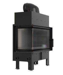 wkład kominkowy powietrzny stalowy Floki S lewy BS z czarnym termotec + dolot, wylot fi 160,moc 8 kW 