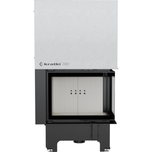 wkład kominkowy powietrzny stalowy VN 700/480 prawy BS gilotyna (szyby łączone bez szprosa) z acumotte + dolot, moc 5-15 kW 