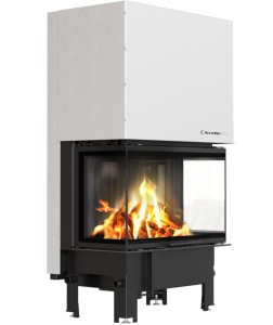 Wkład kominkowy powietrzny stalowy REGNOR 800/400 lewy prawy  szpros gilotyna z czarnym termotec i pojedynczą szybą typu glass + dolot, moc 8 kW