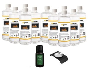 ZESTAW BIOPALIWO 11szt + pojemnik do aromaterapii + olejek aromatyczna sosna