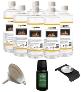 ZESTAW BIOPALIWO 7szt + pojemnik do aromaterapii + olejek aromatyczna sosna + lejek