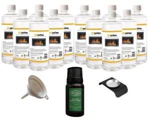 ZESTAW BIOPALIWO 12szt + pojemnik do aromaterapii + olejek aromatyczna sosna + lejek