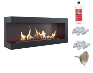 biokominek narożny DELTA  lewa 1200x280 czarny z certyfikatem TÜV