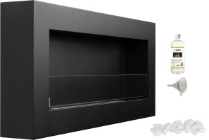 Biokominek wiszący 900x400 Box czarny strukturalny mat z szybą