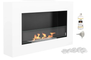 Biokominek wiszący 650x400 Box biały strukturalny mat z szybą