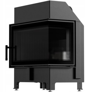 Wkład kominkowy powietrzny stalowy Zibi ECO prawy z czarnym termotec + dolot, wylot fi 180, moc 9,9kw 