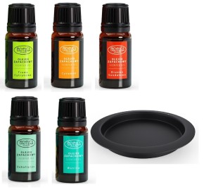 Zestaw: Pojemnik na olejek do aromaterapii + 5 olejków  