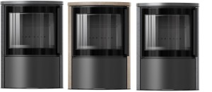 Piec wolnostojący BJORN z ceramiką akumulacyjną pokrywa ceramiczna czarne wyłożenie z wylotem spalin fi 150 + dolot, moc 7kW